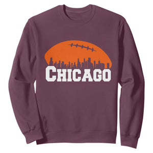 Chicago Skyline Football Graphic Sweatshirt Bold Windy City Fan Art for Game Days TS02 Maroon Print Your Wear