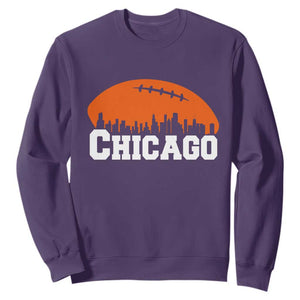 Chicago Skyline Football Graphic Sweatshirt Bold Windy City Fan Art for Game Days TS02 Purple Print Your Wear