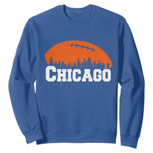 Chicago Skyline Football Graphic Sweatshirt Bold Windy City Fan Art for Game Days TS02 Royal Blue Print Your Wear