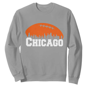 Chicago Skyline Football Graphic Sweatshirt Bold Windy City Fan Art for Game Days TS02 Sport Gray Print Your Wear