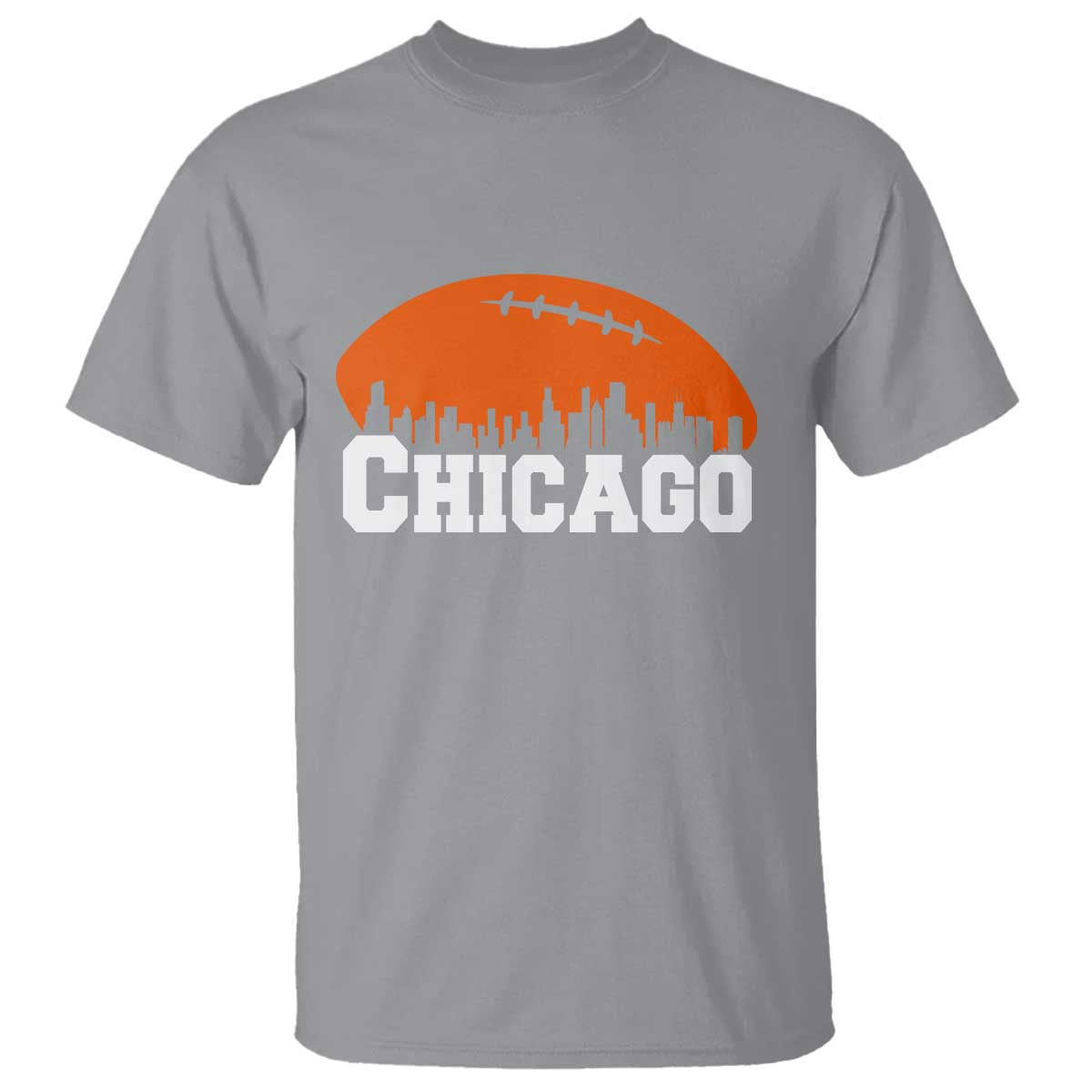 Chicago Skyline Football Graphic T Shirt Bold Windy City Fan Art for Game Days TS02 Sport Gray Print Your Wear
