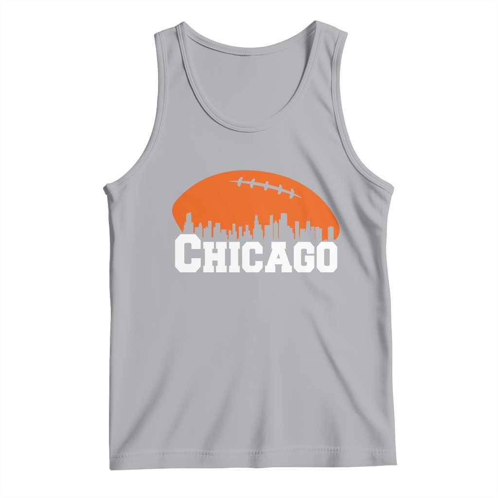 Chicago Skyline Football Graphic Tank Top Bold Windy City Fan Art for Game Days TS02 Athletic Heather Print Your Wear