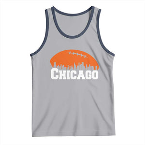 Chicago Skyline Football Graphic Tank Top Bold Windy City Fan Art for Game Days TS02 Athletic Heather Navy Print Your Wear