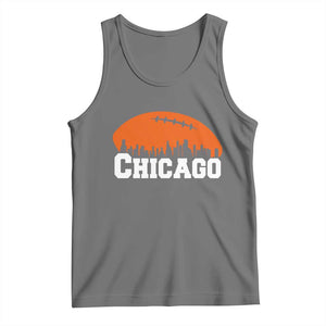 Chicago Skyline Football Graphic Tank Top Bold Windy City Fan Art for Game Days TS02 Black Heather Print Your Wear