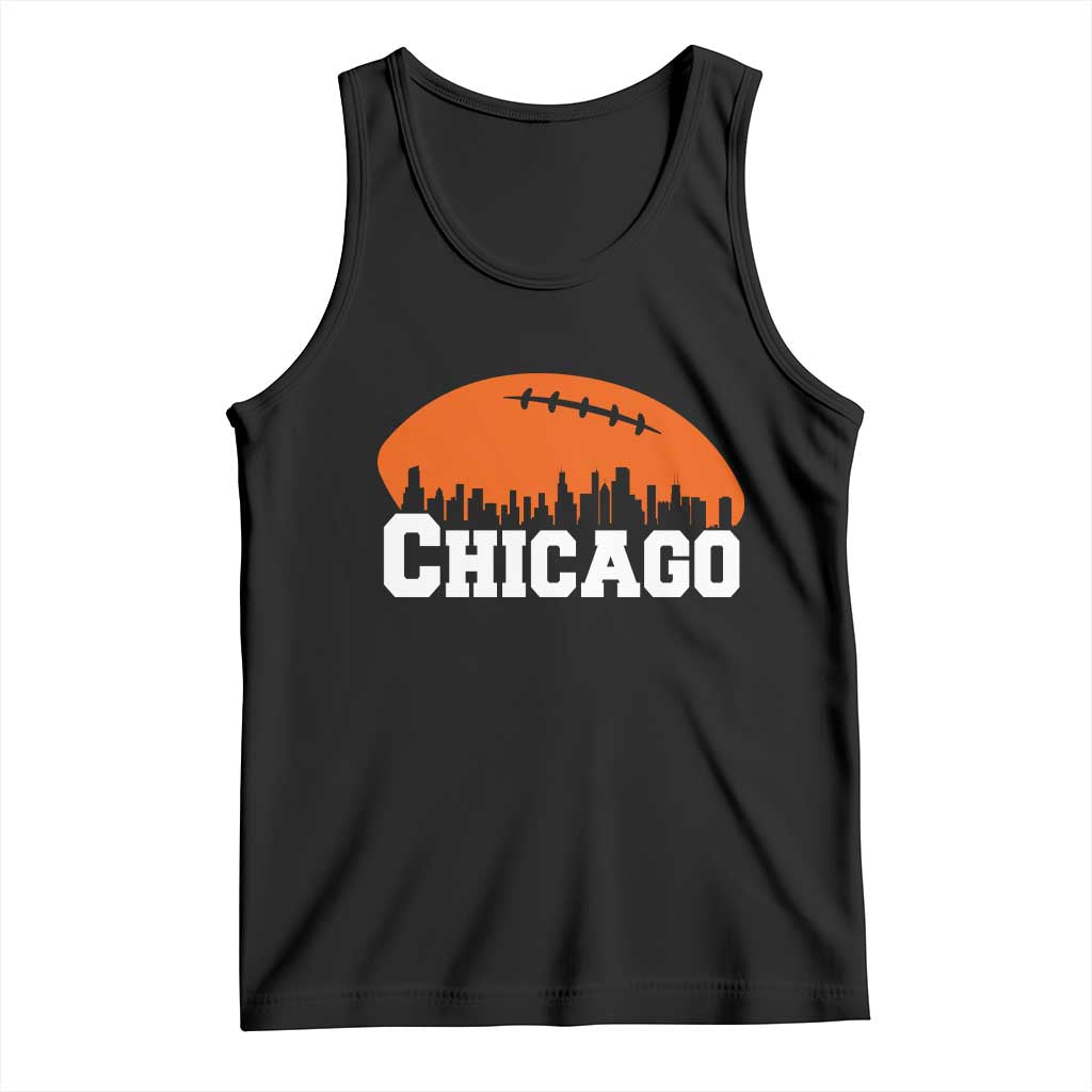Chicago Skyline Football Graphic Tank Top Bold Windy City Fan Art for Game Days TS02 Black Print Your Wear