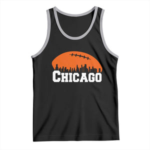 Chicago Skyline Football Graphic Tank Top Bold Windy City Fan Art for Game Days TS02 Black Athletic Heather Print Your Wear