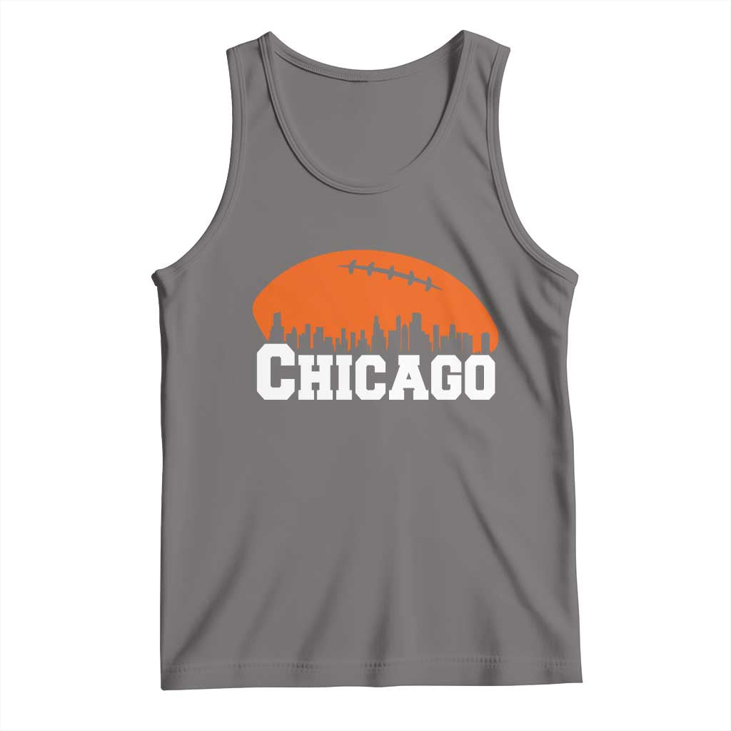 Chicago Skyline Football Graphic Tank Top Bold Windy City Fan Art for Game Days TS02 Deep Heather Print Your Wear