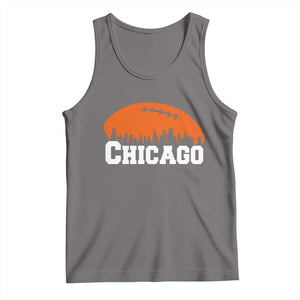Chicago Skyline Football Graphic Tank Top Bold Windy City Fan Art for Game Days TS02 Deep Heather Print Your Wear