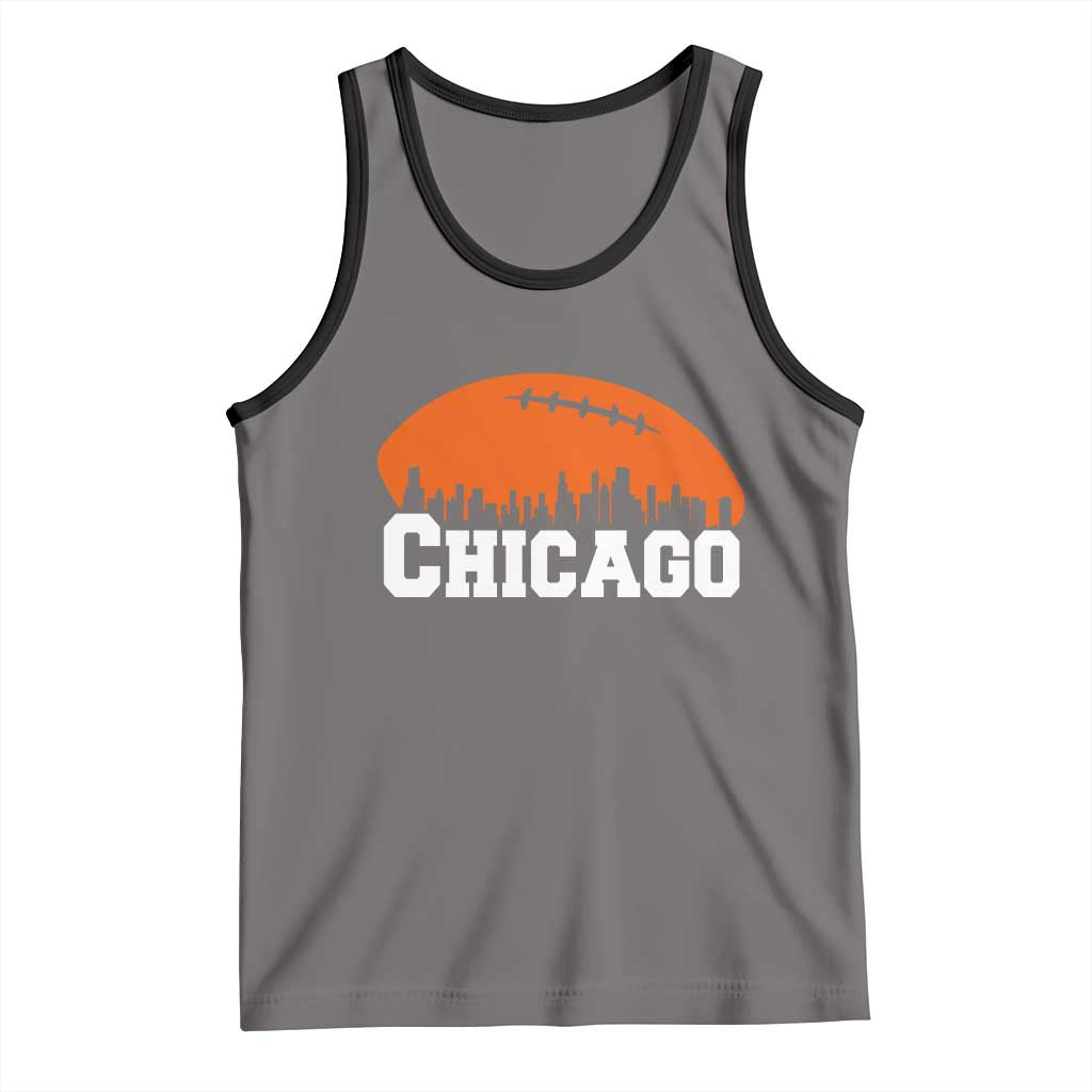 Chicago Skyline Football Graphic Tank Top Bold Windy City Fan Art for Game Days TS02 Deep Heather Black Print Your Wear
