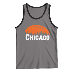 Chicago Skyline Football Graphic Tank Top Bold Windy City Fan Art for Game Days TS02 Deep Heather Black Print Your Wear