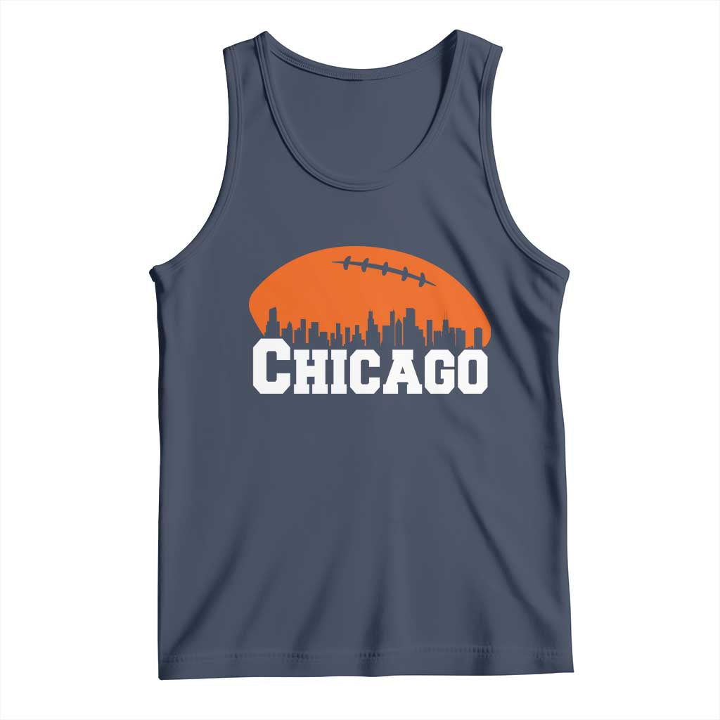 Chicago Skyline Football Graphic Tank Top Bold Windy City Fan Art for Game Days TS02 Navy Print Your Wear