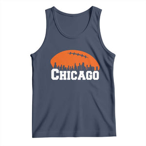 Chicago Skyline Football Graphic Tank Top Bold Windy City Fan Art for Game Days TS02 Navy Print Your Wear