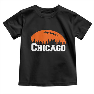 Chicago Skyline Football Graphic Toddler T Shirt Bold Windy City Fan Art for Game Days TS02 Black Print Your Wear