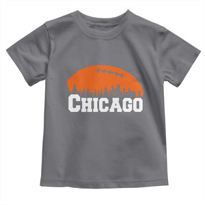 Chicago Skyline Football Graphic Toddler T Shirt Bold Windy City Fan Art for Game Days TS02 Charcoal Print Your Wear