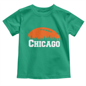 Chicago Skyline Football Graphic Toddler T Shirt Bold Windy City Fan Art for Game Days TS02 Irish Green Print Your Wear