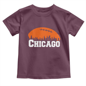 Chicago Skyline Football Graphic Toddler T Shirt Bold Windy City Fan Art for Game Days TS02 Maroon Print Your Wear