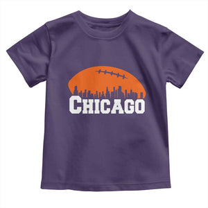 Chicago Skyline Football Graphic Toddler T Shirt Bold Windy City Fan Art for Game Days TS02 Purple Print Your Wear