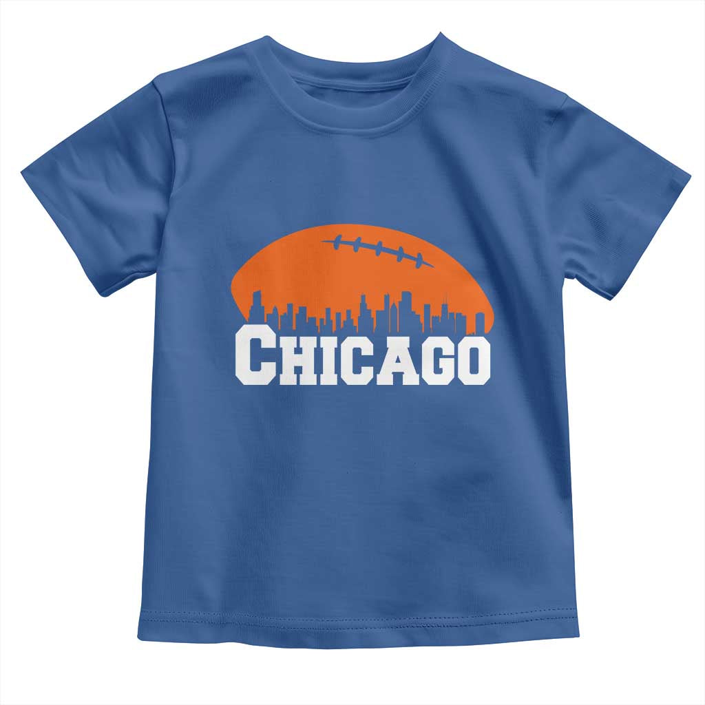 Chicago Skyline Football Graphic Toddler T Shirt Bold Windy City Fan Art for Game Days TS02 Royal Blue Print Your Wear