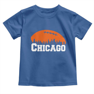 Chicago Skyline Football Graphic Toddler T Shirt Bold Windy City Fan Art for Game Days TS02 Royal Blue Print Your Wear