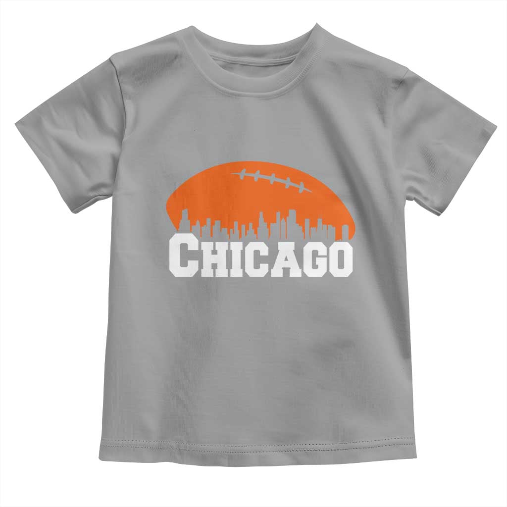 Chicago Skyline Football Graphic Toddler T Shirt Bold Windy City Fan Art for Game Days TS02 Sport Gray Print Your Wear