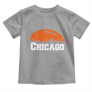 Chicago Skyline Football Graphic Toddler T Shirt Bold Windy City Fan Art for Game Days TS02 Sport Gray Print Your Wear