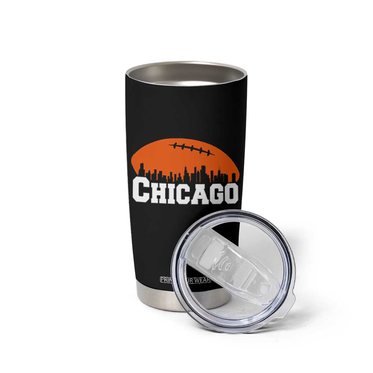 Chicago Skyline Football Graphic Tumbler Cup Bold Windy City Fan Art for Game Days TS02 Print Your Wear