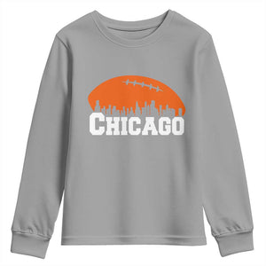 Chicago Skyline Football Graphic Youth Sweatshirt Bold Windy City Fan Art for Game Days TS02 Sport Gray Print Your Wear