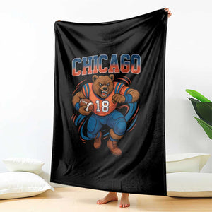 Fierce Football Bear Throw Blanket Chicago Fan Number 18 Bold Orange Game Day Spirit TS02 Print Your Wear