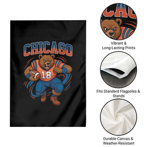 Fierce Football Bear Garden Flag Chicago Fan Number 18 Bold Orange Game Day Spirit TS02 Print Your Wear