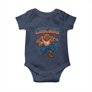Fierce Football Bear Baby Onesie Chicago Fan Number 18 Bold Orange Game Day Spirit TS02 Navy Print Your Wear