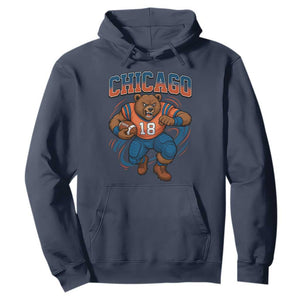 Fierce Football Bear Hoodie Chicago Fan Number 18 Bold Orange Game Day Spirit TS02 Navy Print Your Wear