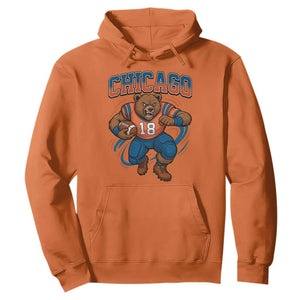 Fierce Football Bear Hoodie Chicago Fan Number 18 Bold Orange Game Day Spirit TS02 Orange Print Your Wear