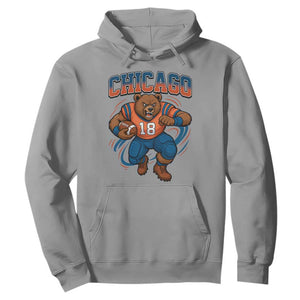 Fierce Football Bear Hoodie Chicago Fan Number 18 Bold Orange Game Day Spirit TS02 Sport Gray Print Your Wear