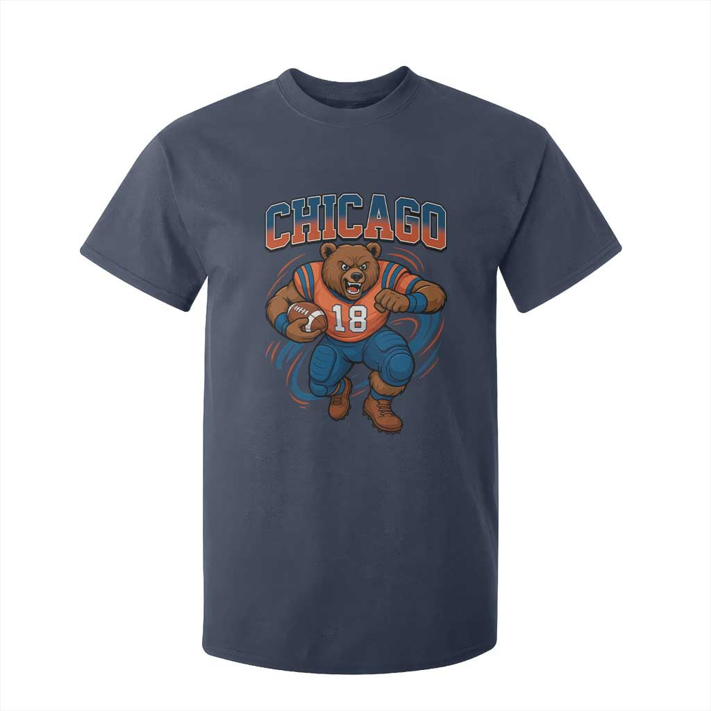 Fierce Football Bear T Shirt For Kid Chicago Fan Number 18 Bold Orange Game Day Spirit TS02 Navy Print Your Wear