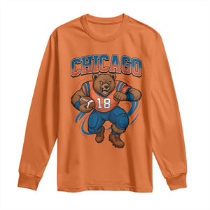 Fierce Football Bear Long Sleeve Shirt Chicago Fan Number 18 Bold Orange Game Day Spirit TS02 Orange Print Your Wear