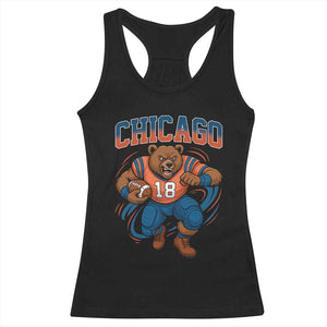 Fierce Football Bear Racerback Tank Top Chicago Fan Number 18 Bold Orange Game Day Spirit TS02 Black Print Your Wear