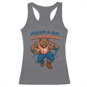 Fierce Football Bear Racerback Tank Top Chicago Fan Number 18 Bold Orange Game Day Spirit TS02 Charcoal Print Your Wear
