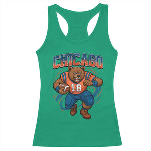 Fierce Football Bear Racerback Tank Top Chicago Fan Number 18 Bold Orange Game Day Spirit TS02 Irish Green Print Your Wear