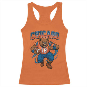 Fierce Football Bear Racerback Tank Top Chicago Fan Number 18 Bold Orange Game Day Spirit TS02 Orange Print Your Wear