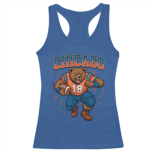 Fierce Football Bear Racerback Tank Top Chicago Fan Number 18 Bold Orange Game Day Spirit TS02 Royal Blue Print Your Wear