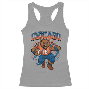 Fierce Football Bear Racerback Tank Top Chicago Fan Number 18 Bold Orange Game Day Spirit TS02 Sport Gray Print Your Wear
