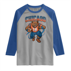 Fierce Football Bear Raglan Shirt Chicago Fan Number 18 Bold Orange Game Day Spirit TS02 Sport Gray Royal Print Your Wear