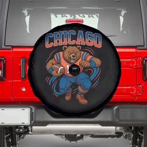 Fierce Football Bear Spare Tire Cover Chicago Fan Number 18 Bold Orange Game Day Spirit TS02 Black Print Your Wear
