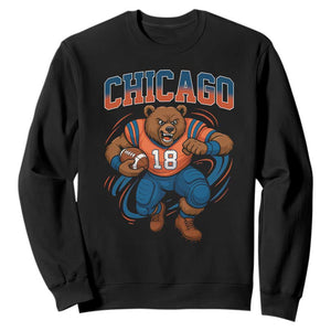Fierce Football Bear Sweatshirt Chicago Fan Number 18 Bold Orange Game Day Spirit TS02 Black Print Your Wear