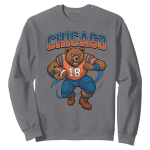 Fierce Football Bear Sweatshirt Chicago Fan Number 18 Bold Orange Game Day Spirit TS02 Charcoal Print Your Wear