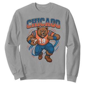 Fierce Football Bear Sweatshirt Chicago Fan Number 18 Bold Orange Game Day Spirit TS02 Sport Gray Print Your Wear