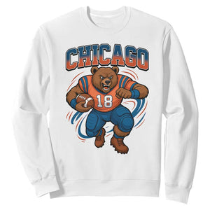 Fierce Football Bear Sweatshirt Chicago Fan Number 18 Bold Orange Game Day Spirit TS02 White Print Your Wear