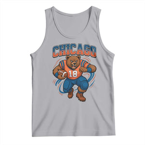 Fierce Football Bear Tank Top Chicago Fan Number 18 Bold Orange Game Day Spirit TS02 Athletic Heather Print Your Wear