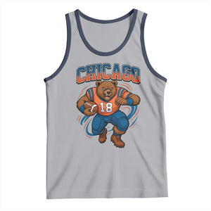 Fierce Football Bear Tank Top Chicago Fan Number 18 Bold Orange Game Day Spirit TS02 Athletic Heather Navy Print Your Wear