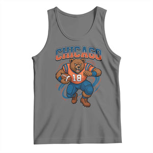 Fierce Football Bear Tank Top Chicago Fan Number 18 Bold Orange Game Day Spirit TS02 Black Heather Print Your Wear